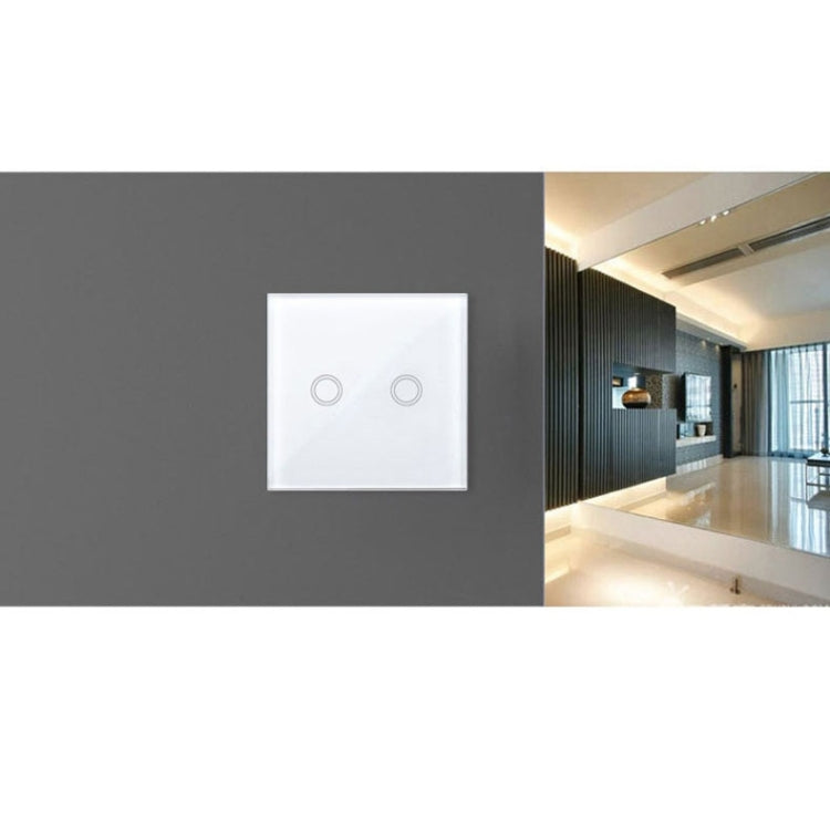 86mm 2 Gang Tempered Glass Panel Wall Switch Smart Home Light Touch Switch with RF433 Remote Controller, AC 110V-240V, 86mm 2 Gang/Black