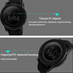 SKMEI 1142 Multifunctional Men Outdoor Sports Noctilucent Waterproof Silica Gel Digital Watch