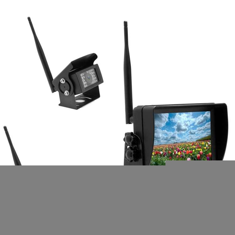 K0232 7 inch 140 Degrees Wide Angle HD Car Rear View Backup Dual Cameras Rearview Monitor Split Screen, K0232
