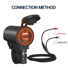 ZH-723F5 Car / Motorcycle QC3.0 Cell Phone Fast Charging Dual USB Car Charger
