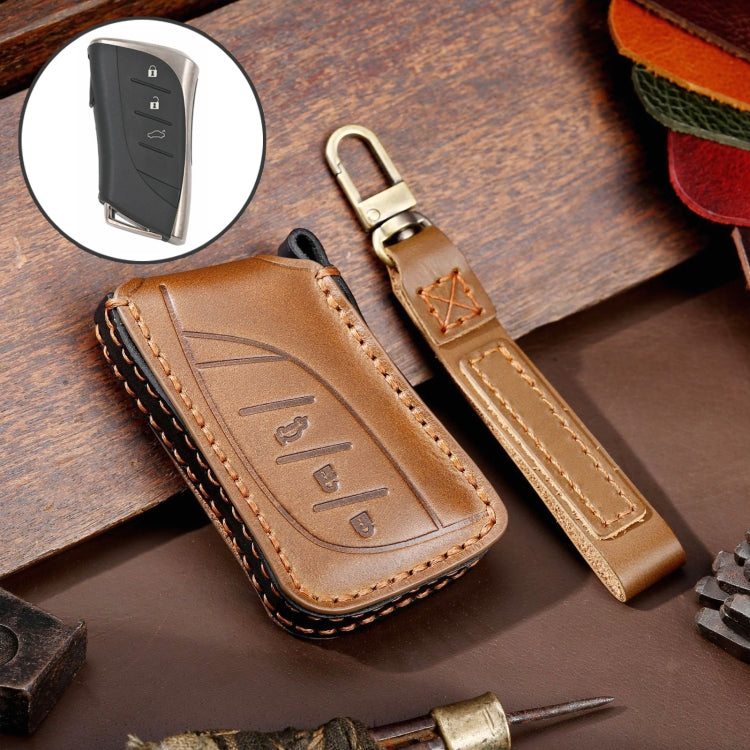 For Lexus 3-button Hallmo Car Cowhide Leather Key Protective Cover Key Case, C130
