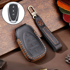 For Chevrolet 4-button Hallmo Car Cowhide Leather Key Protective Cover Key Case, C113