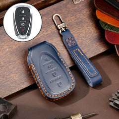 For Chevrolet 4-button Hallmo Car Cowhide Leather Key Protective Cover Key Case, C113