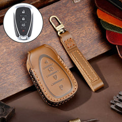 For Chevrolet 4-button Hallmo Car Cowhide Leather Key Protective Cover Key Case, C113