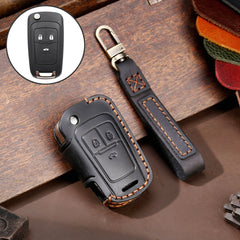 For Chevrolet Folding Hallmo Car Cowhide Leather Key Protective Cover Key Case, C115