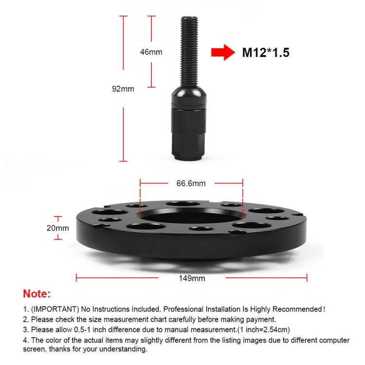 For Mercedes-Benz 20mm Car Modified Wheel Hub Flange Center Wheel Spacer with M12x1.5 Screws, 20mm