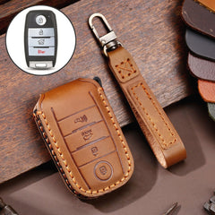 For Kia C133 4-button Hallmo Car Cowhide Leather Key Protective Cover Key Case, C133