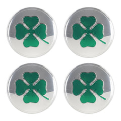 4 in 1 Car Four Leaf Clover Pattern Wheel Hub Decorative Sticker Silver, Diameter: 5.8cm, Four Leaf Clover Pattern Silver