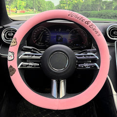 Round Style Car Universal Cartoon Pattern Plush Warm Anti-skid Steering Wheel Cover, Diameter: 38cm, Round Style