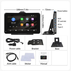 P703S 7 inch Wireless CarPlay Car Navigator Smart Driving Recorder, 703S
