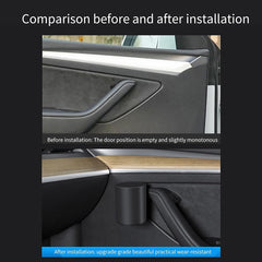 For Tesla Model Y / 3 2pcs / Set Car Door Main & Passenger Driver Water Cup Storage Holder, 2pcs / Set