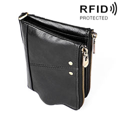 3533 Long Crazy Horse Texture Cowhide Leather Folding Anti-magnetic RFID Wallet Clutch Bag for Men, with Card Slots, 3533 Black, 3533 Coffee, 3533 Blue, 3533 Red, 3533 Yellowish-brown