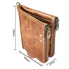 LT3533 Long Crazy Horse Texture Cowhide Leather Folding Anti-magnetic RFID Wallet Clutch Bag for Men, with Card Slots & Shoulder Strap, LT3533 Blue, LT3533 Red, LT3533 Yellowish-brown, LT3533 Black, LT3533 Coffee