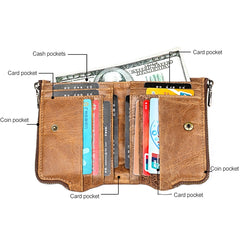 LT3533 Long Crazy Horse Texture Cowhide Leather Folding Anti-magnetic RFID Wallet Clutch Bag for Men, with Card Slots & Shoulder Strap, LT3533 Blue, LT3533 Red, LT3533 Yellowish-brown, LT3533 Black, LT3533 Coffee