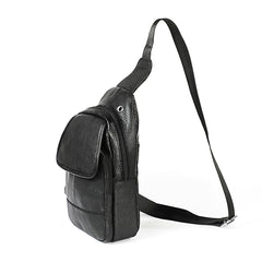 6023 Casual Litchi Texture Soft Face Full-grain Cowhide One Shoulder Crossbody Bag for Men, Black, Coffee, Red, Brown