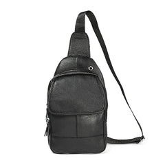 6023 Casual Litchi Texture Soft Face Full-grain Cowhide One Shoulder Crossbody Bag for Men, Black, Coffee, Red, Brown
