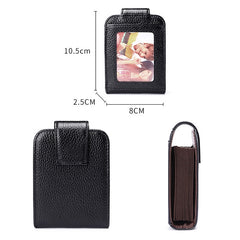 KB189 Vertical Cowhide Leather Organ Shape Multiple Card Slots Anti-magnetic RFID Wallet for Ladies, with Transparent Window, KB189 Purple, KB189 Rose Red, KB189 Sapphire Blue, KB189 Black