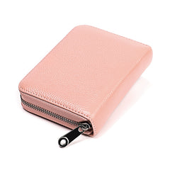 KB195 Zipper Cowhide Leather Double Row Organ Shape Multiple Card Slots Anti-magnetic RFID Wallet Clutch Bag for Ladies, KB195 Pink, KB195 Purple, KB195 Rose Red, KB195 Black, KB195 Coffee