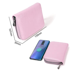 KB195 Zipper Cowhide Leather Double Row Organ Shape Multiple Card Slots Anti-magnetic RFID Wallet Clutch Bag for Ladies, KB195 Pink, KB195 Purple, KB195 Rose Red, KB195 Black, KB195 Coffee