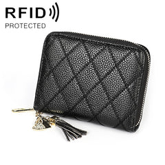 KB213 Diamond Texture Zipper Cowhide Leather Double Row Organ Shape Multiple Card Slots Anti-magnetic RFID Wallet Clutch Bag for Ladies, KB213 Black, KB213 Pink, KB213 Blue, KB213 Light Pink