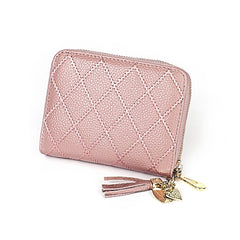 KB213 Diamond Texture Zipper Cowhide Leather Double Row Organ Shape Multiple Card Slots Anti-magnetic RFID Wallet Clutch Bag for Ladies, KB213 Light Pink, KB213 Rose Red, KB213 Black, KB213 Pink, KB213 Blue