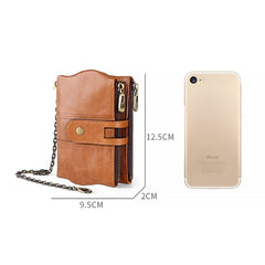 LT3539 Cowhide Leather Zipper Buckle Anti-magnetic RFID Wallet Clutch Bag for Men, with Card Slots & Shoulder Strap, LT3539 Shoulder Strap Blue, LT3539 Strap Red, LT3539 Yellowish-brown