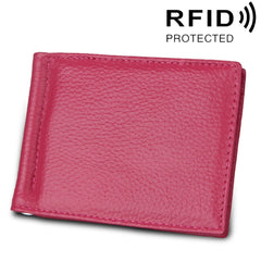 Cowhide Leather Litchi Texture Card Holder Wallet RFID Blocking Coin Purse Card Bag Protect Case with 6 Card Slots, Size: 110*82*8mm
