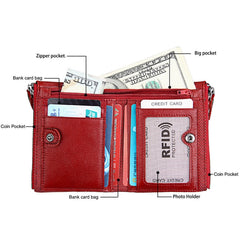 Genuine Cowhide Leather Crazy Horse Texture Dual Zipper Short Style Card Holder Wallet RFID Blocking Card Bag Protect Case for Men, Size: 12.1*9.4*2.7cm