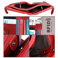 Genuine Cowhide Leather Crazy Horse Texture Dual Zipper Short Style Card Holder Wallet RFID Blocking Card Bag Protect Case for Men, Size: 12.1*9.4*2.7cm