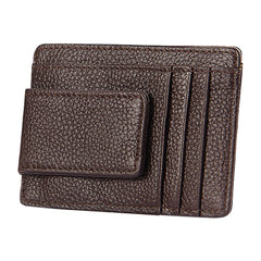 Cowhide Leather Solid Color Card Holder Wallet RFID Blocking Card Bag Protect Case with 3 Card Slots & Photo Frame, Size: 110*77*4mm