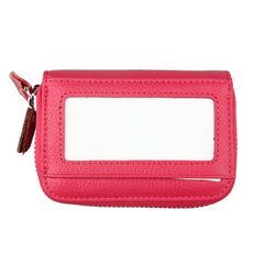 Genuine Cowhide Leather Dual Layer Solid Color Zipper Card Holder Wallet RFID Blocking Coin Purse Card Bag Protective Case with 11 Card Slots & Coin Position, Size: 11*7.5*4.5cm