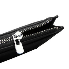 Cowhide Leather Solid Color Zipper Card Holder Wallet RFID Blocking Card Bag Protect Case Coin Purse, Size: 11*8*1.5cm