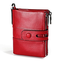 3529 Retro Crazy Horse Texture Double Zipper Anti-magnetic RFID Wallet for Man with Card Slots