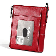 3529 Retro Crazy Horse Texture Double Zipper Anti-magnetic RFID Wallet for Man with Card Slots