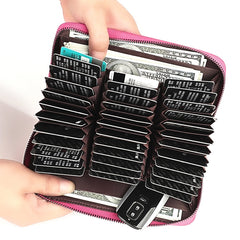 KB196 Top-grain Leather Large Capacity Multi-function 36-Bit Anti-magnetic RFID Organ Card Package Wallet