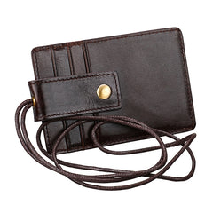 KB153 Antimagnetic RFID Leather Card Holder ID Card Badge with Lanyard
