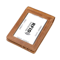 9037 Antimagnetic RFID Crazy Horse Texture Leather Wallet Billfold for Men and Women