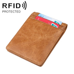 9037 Antimagnetic RFID Crazy Horse Texture Leather Wallet Billfold for Men and Women
