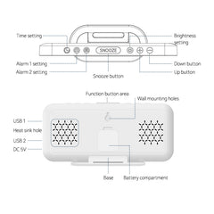 8821 LED Mirror Dual-purpose Snooze Alarm Clock, 8821(Black), 8821(White)