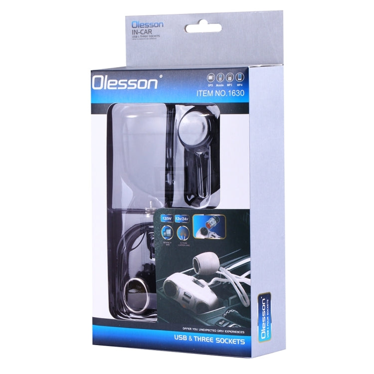 Olesson 2.1A / 1A Dual-USB Ports Car Cigarette Lighter Socket Car Charger, 1630
