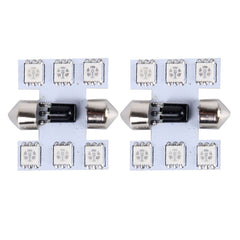 2 PCS Colorful 31MM Bicuspid Remote Control Car Dome Lamp LED Reading Light with 6 LED Lights, 31MM  6 LED Lights