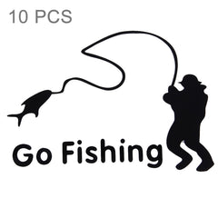 10 PCS Go Fishing Styling Reflective Car Sticker, Size: 14cm x 9.5cm, Fishing Styling 1