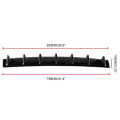 Universal Car Rear Bumper Lip Diffuser 7 Shark Fin Style Black ABS, Size: 85.3 x 79.8 x 13.4cm, 85.0x18.0x5.0cm Black