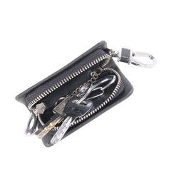 Universal Leather Carbon Fiber Texture Waist Hanging Zipper Wallets Key Holder Bag (No Include Key), Carbon Fiber Texture