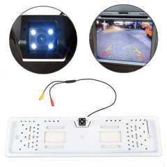 JX-9488 720x540 Effective Pixel NTSC 60HZ CMOS II Universal Waterproof Car Rear View Backup Camera with 2W 80LM 5000K White Light 4LED Lamp, DC 12V, Wire Length: 4m, White, Silver