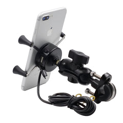Motorcycle X Shape Aluminum Alloy Phone Bracket 5V 2.1A Phone Charger, CS-416A3