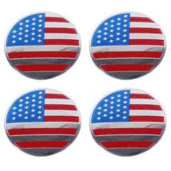 4 PCS USA Flag Metal Car Sticker Wheel Hub Caps Centre Cover Decoration, USA Flag