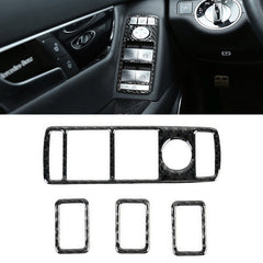 4 PCS Car Window Lift Panel Carbon Fiber Decorative Sticker for Mercedes-Benz W204 2007-2010, Window Lift Panel