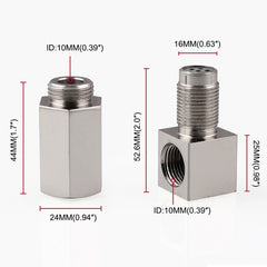 90 Degree Car Oxygen Sensor Spacer Engine Light CEL Check Bung Mini Catalytic Converter M18 x 1.5, 90 Degree