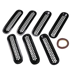 7 PCS Car Front Racing Front Grille Grid Insect Net for Jeep Wrangler JK 2007-2017, For Jeep Wrangler 2007-2017
